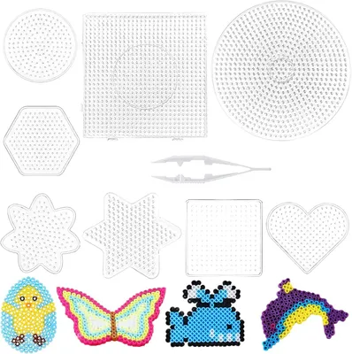 Produktbild von Set aus 8 Bügelperlenplatten, Transparente Schablonen, 5 mm, Für Kinder und Familien