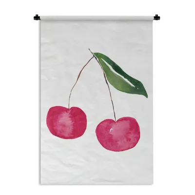 Produktbild von MuchoWow® Wandteppich Wandbehang Kirschen - Obst - Weiß 120x180 cm Tapisserie Dekoration Wandtuch - Schlafzimmer - Dekorationen für das Haus