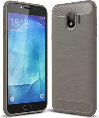 Produktbild von Samsung Galaxy J4 Hülle Silikon Grau Carbon Optik Case TPU Handyhülle Bumper 211780