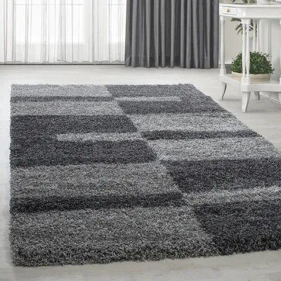Immagine prodotto di Homebyhome Tappeto Shaggy a Pelo Alto Design a Quadri Morbido Soffice e Accogliente per Soggiorno Moderno, Dimensioni: 280x370 cm