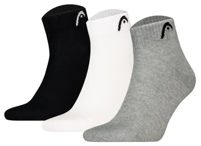Produktbild von HEAD Uni Quarter Socken, 3er Pack - All Sports Training Quarter 3P, Logo, einfarbig Schwarz/Grau/Weiß 39-42