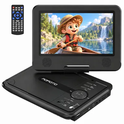Productafbeelding van Draagbare DVD-speler voor kinderen, geschikt voor gebruik in de auto, met een 7,5 inch HD-scherm dat verstelbaar is, duale luidsprekers, een batterijduur van 4-6 uur en ondersteuning voor TV, USB en SD-kaarten