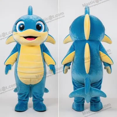 Image de Mascotte MASTICOT Rayon Bleu Azure - Version Dessin Animé