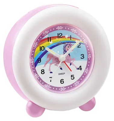 Atlanta 2136/17 Kinderwecker mit Leuchtring Einhorn und Regenbogen 1