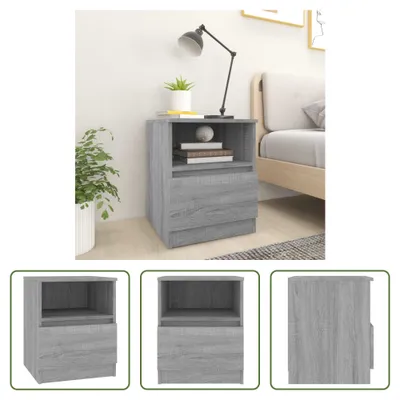 Produktbild von The Living Store Nachttisch Grau Sonoma 40x40x50 cm Holzwerkstoff
