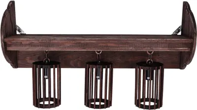 Produktbild von TIBU Wandleuchte aus Holz Regal Wandleuchte Innen Wohnzimmer E27 3 flammig Retro