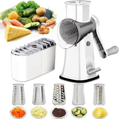 Produktbild von 5-in-1 Rotierende Käse-Reibe und Gemüseschneider