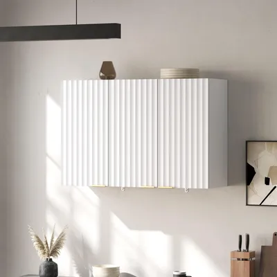 Produktbild von Flieks Küchen-Wandschrank mit 3 Türen, Hängeschrank zur Aufbewahrung für Wohnzimmer, Badezimmer und Waschküche, Küchenschrank 90x29x60cm, Weiß