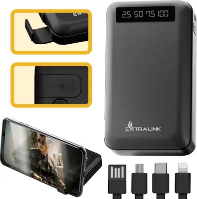 Produktbild von Extralink Powerbank 10000mAh USB C mit Telefonhalter