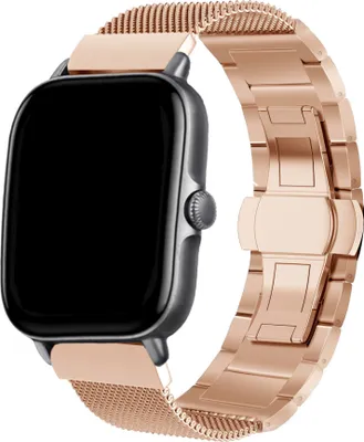 Produktbild von Strap-it Milanese-Stahlarmband - Kompatibel mit Amazfit GTS 3 Armband Ersatzarmband Edelstahl - Faltschließe - Hochwertiges Material - für Smartwatch 20mm Armband Rosa Gold
