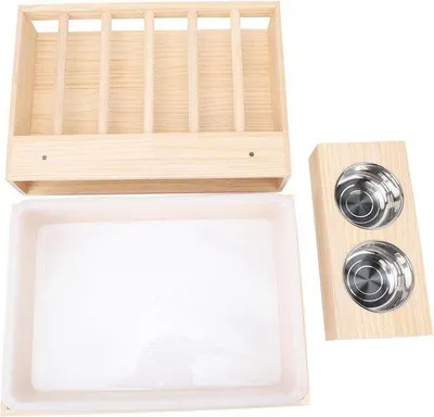 Image de Gamelle en bois pour petits animaux avec support anti-gaspillage