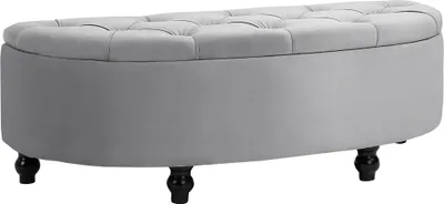 Obrázek produktu pro Lavice Úložný box Stolička Úložný box Footstool Velvet-Touch Rubberwood Grey Ložnice