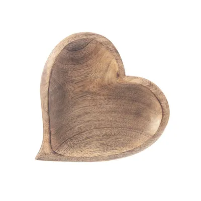 Image de Plateau de service en forme de cœur en bois de manguier durable