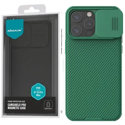 Produktbild von Nillkin CamShield Pro Magnetische Hülle für iPhone 15 Pro Max mit Kameraabdeckung - Grün