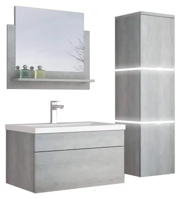 Produktbild von HOME DELUXE - Badmöbel-Set - WANGEROOGE Grau - Large - inkl. Waschbecken und komplettem Zubehör - Breite Waschbecken: 60 cm | Badezimmermöbel Waschtisch Badmöbelset