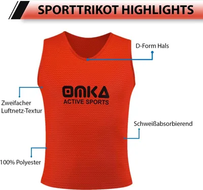 Produktbild von 6er Set OMKA Fußball Leibchen Lätzchen Trainingsleibchen Markierungshemd Fußballleibchen für Kinder Jugend und Erwachsene, Farbe:Orange, Bibs:Mini (S)