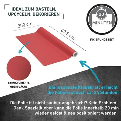 Produktbild von Klebefolie Unimatt rot - 67,5x200cm