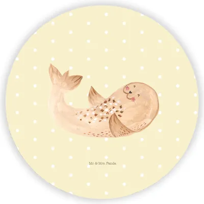 Produktbild von Mr. & Mrs. Panda magnet Robbe Liegen - Gelb Pastell - Geschenk, für fotos, whiteboardmagnet, Kühlschrankmagnet, kühlschrank, Seehund, Strand, Nordsee, pinnwand, Lachen