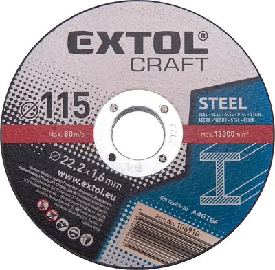 Zdjęcie produktu dla Tarcze do cięcia metalu Extol Craft (106910) 5 sztuk, 115x1,6x22,2 mm