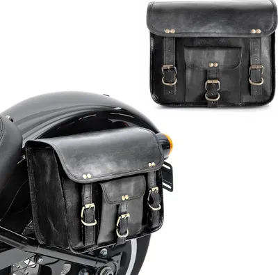 Image de Paire de sacoches de selle moto / sacoche vintage # SV2 6 l noir