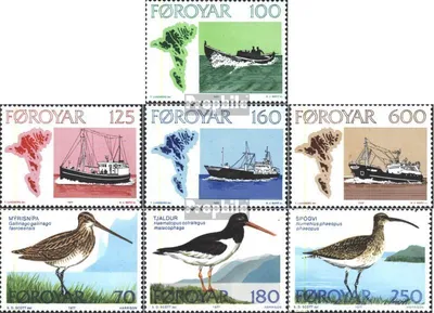 Produktbild von Briefmarken Dänemark - Färöer 1977 Mi 24-27,28-30 (kompl.Ausg.) Jahrgang 1977 komplett postfrisch Fischereischiffe