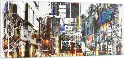 Produktbild von Bilder auf glas - Stadt Straße Haus - 100x40cm - Glasbilder - Wandbilder - Kunstdruck - zum Aufhängen bereit - Wanddekoration aus Glas - Glas Bilder - Wandbild auf Glas - Einteilig - GAB100x40-3800