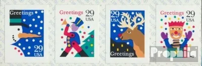 Produktbild von Briefmarken USA 1993 Mi 2418-2421 Viererstreifen (kompl.Ausg.) postfrisch Weihnachten