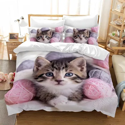 Productafbeelding van Schattige Kinder Dekbedovertrek Set met Kattenmotief