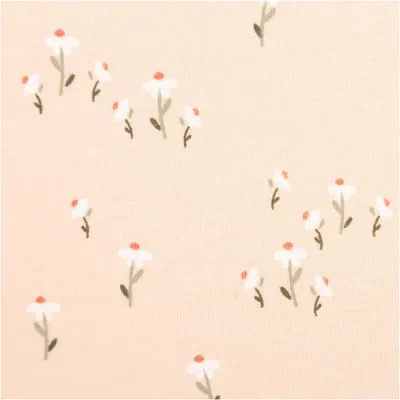 Produktbild von Baumwolljersey Blumen rosa grün weiß Meterware 1,50m