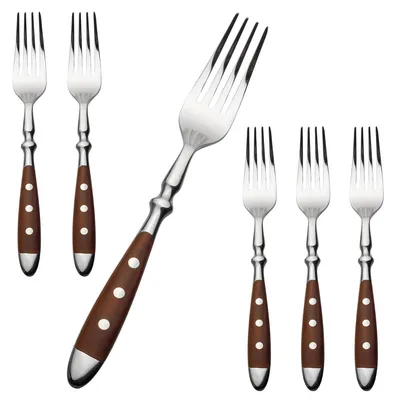 Produktbild von Tafelgabeln 6 Stück, Edelstahl Modernes Braunen Griffen Set, Gabeln & Löffel Besteck, ideal für Haus,Restaurant,Fest,Outdoor Brautpaar, Serie Berlin