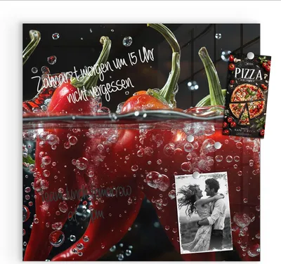 Produktbild von Magnettafel 30x30cm Pinnwand Whiteboard beschreibbar - Paprika im Wasser