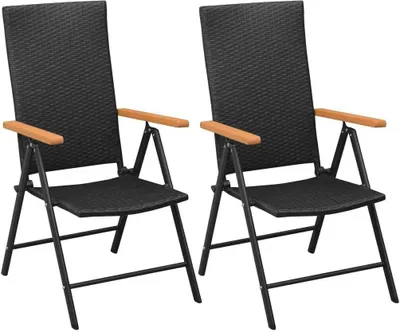 Produktbild von Stapelbare Gartenstühle 2 Stk. Poly Rattan Schwarz , Gartenstühle Design 2024