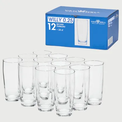 Produktbild von Willybecher 0,25 l geeicht 12er-Set – Van Well Trinkgläser mit Eichstrich