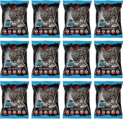 Produktbild von Alpha Spirit Cat Snacks Bag gewürfelt Fisch, Snacks, Katze, Adult, Fisch, 50 g, Gluten-frei