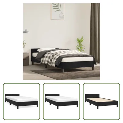 Produktbild von The Living Store Bettgestell mit Kopfteil Schwarz 80x200 cm Samt
