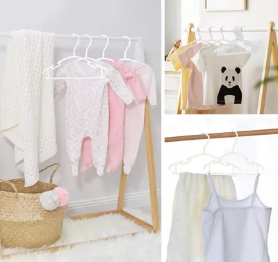 Produktbild von Nachhaltige Kunststoff-Babykleiderbügel - Rutschfest - Weiß - 48 Stück