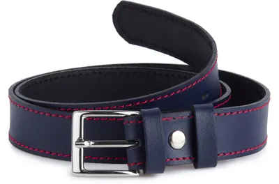 Image de Ceinture pour enfant Ladeheid en cuir K1D5 (bleu marine/rouge, 55 cm (longueur totale 74 cm))