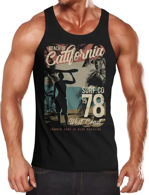 Produktbild von Herren Tank-Top California Surfing Shirt Neverless® schwarz XXL