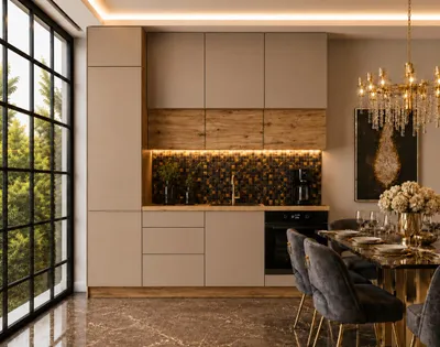 Produktbild von Küchenzeile 240 cm Modulküche Blockküche Küchenblock Einbauküche ohne Arbeitsplatte, LETANO Lovo 7 Beige mit Push-To-Open