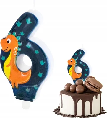 Image de Bougie D'anniversaire Dinosaure Dino Digit 6 Vert Pour Fête D'anniversaire