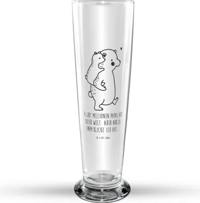 Produktbild von Mr. & Mrs. Panda Bierglas Papa Bär - Transparent - Geschenk, Vater, Mr Mrs Weizenglas, Geburtstag, Bier Glas, Vatertag, Weizenbier, Weißbierglas, Muttertag, Weizen