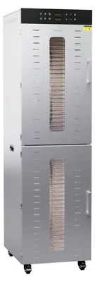 Produktbild von Klarstein Dörrautomat Edelstahl – 4.000-W-Dörrgerät, 48 Edelstahl-Einlegeböden, 30–90 °C, 24-Stunden-Timer, 6 Ventilatoren, 2 Trockenkammern, 50–55 dB, ideal für Obst, Gemüse, Fleisch, Kräuter, Silber