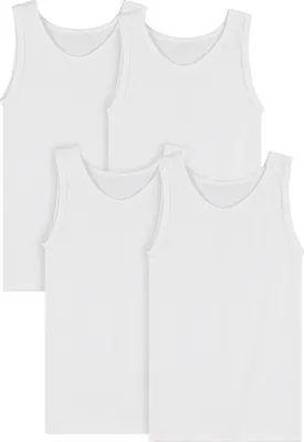 Immagine prodotto di SES confezione da 4 canotte da bambino in bianco 182 / canotte da bambino in cotone 100% / canotta senza maniche da bambino / canotta da bambino