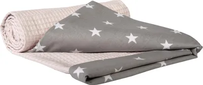 Obrázek produktu pro Dětská deka z bavlny, 75 x 100 cm, šedé hvězdičky s světle růžovým vzorem