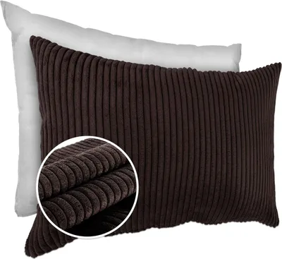 Produktbild von Dekokissen 30x50cm Kissenhülle mit Füllung Kissenbezug mit Reißverschluss Einfarbig Cordsamt Dunkelbraun