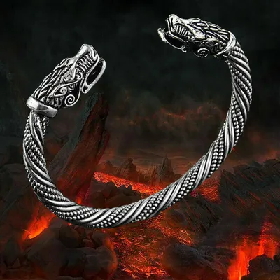 Produktbild von VIKING ARMBAND WOLF FENRIS Armreif Wikinger Vikings Folkloreschmuck SILBER Neu