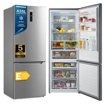 Zdjęcie produktu dla Heinner HCNF-M435INVHXE++, 435 l, No Frost (lodówka), 41 dB, 9 kg/24h, E, Stal nierdzewna