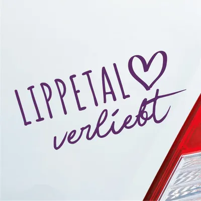 Produktbild von Auto Aufkleber Lippetal verliebt Herz Gemeinde Liebe Car 19x8 cm Lila Sticker Heckscheibenaufkleber