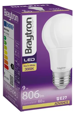 Produktbild von Braytron 10 X LED Leuchtmittel E27 9W Warmweiß 3000K 806lm Birnenform Ersetzt 60W Glühbirne