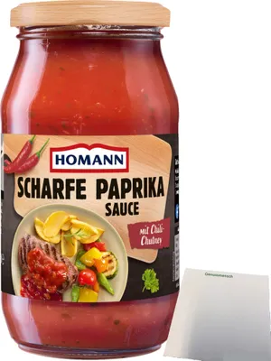 Produktbild von Homann scharfe Paprika Sauce echt pikant (400ml Glas) + usy Block